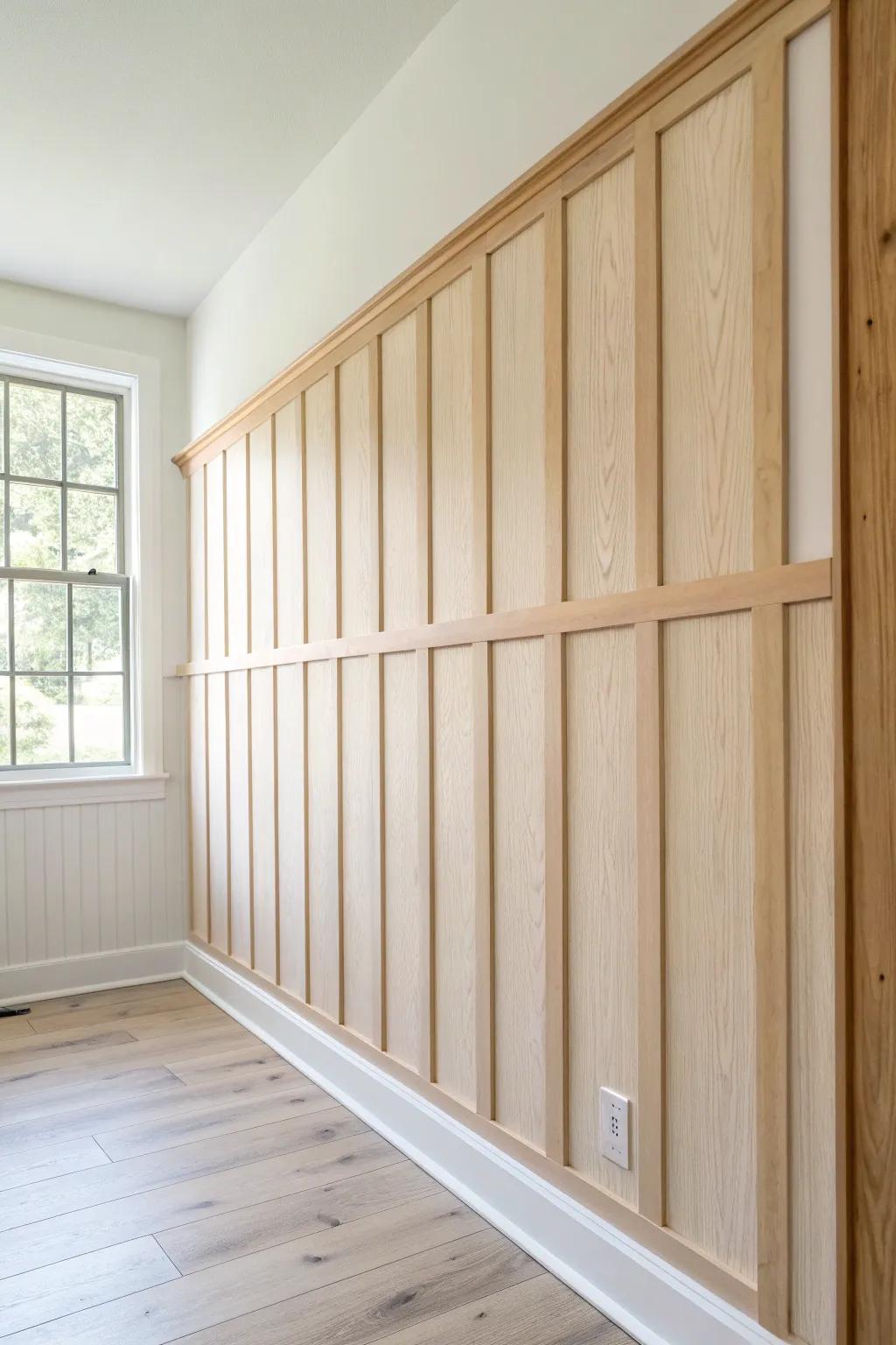 Turn dated mobile-home paneling into a chic board-and-batten wow wall with cozy texture.