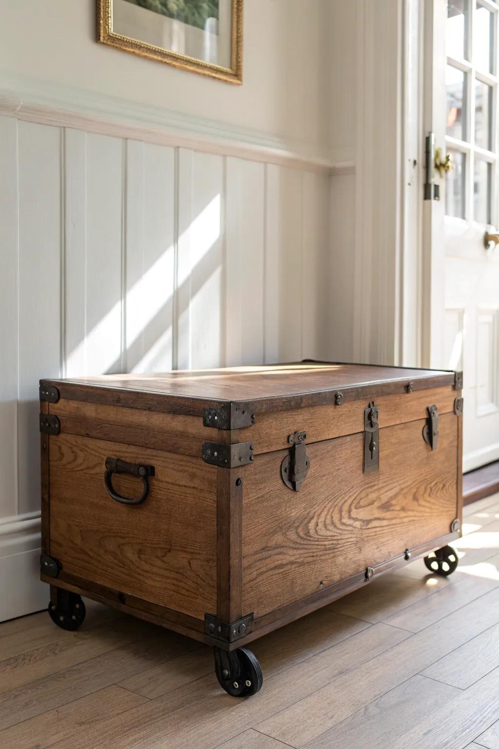 Turn an old trunk into a rolling craft station—pretty, practical, and easy to tuck away.
