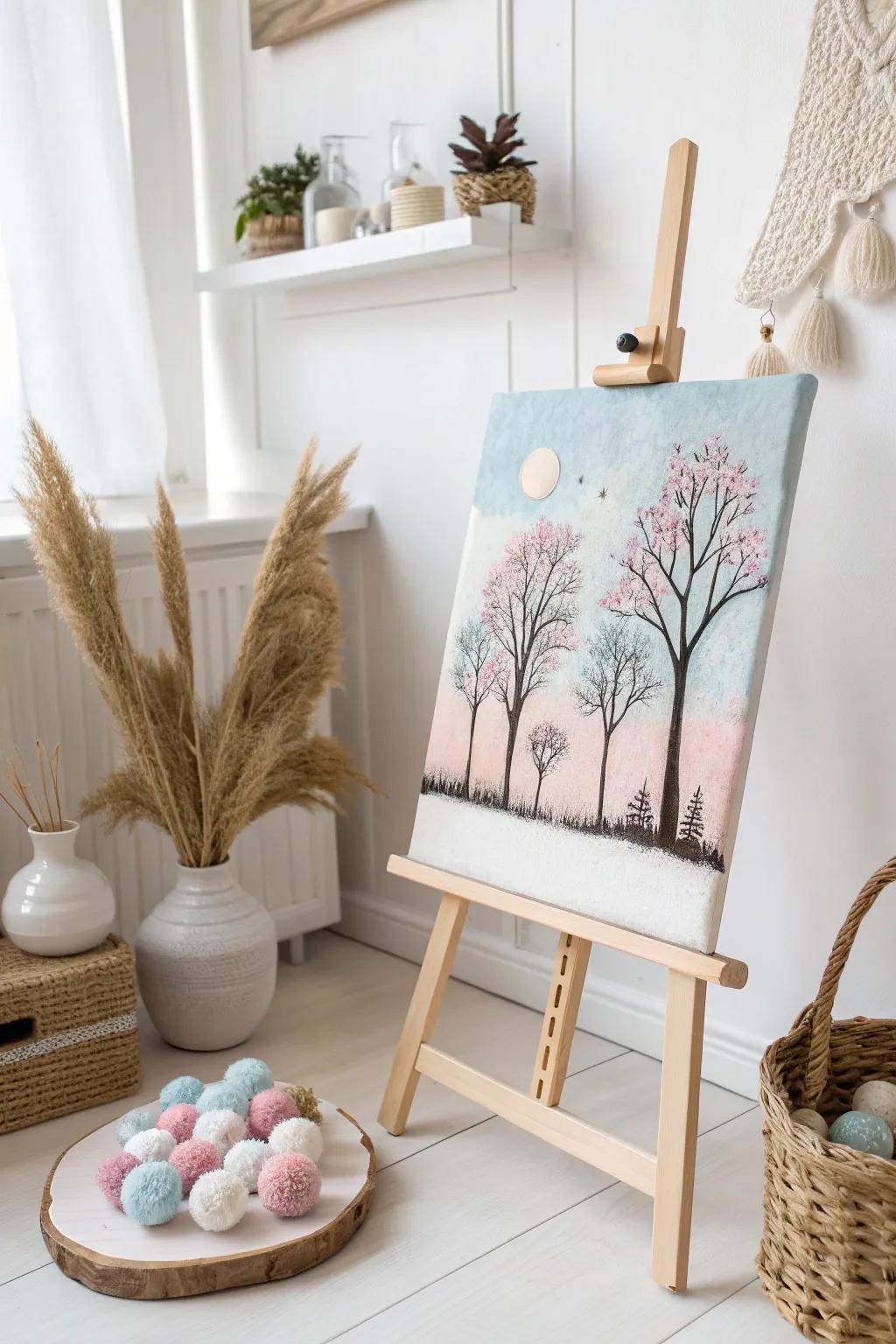 Craft a beautiful masterpiece for Dad using simple cotton balls and paint. Let your creativity bloom with this easy and heartfelt art idea!