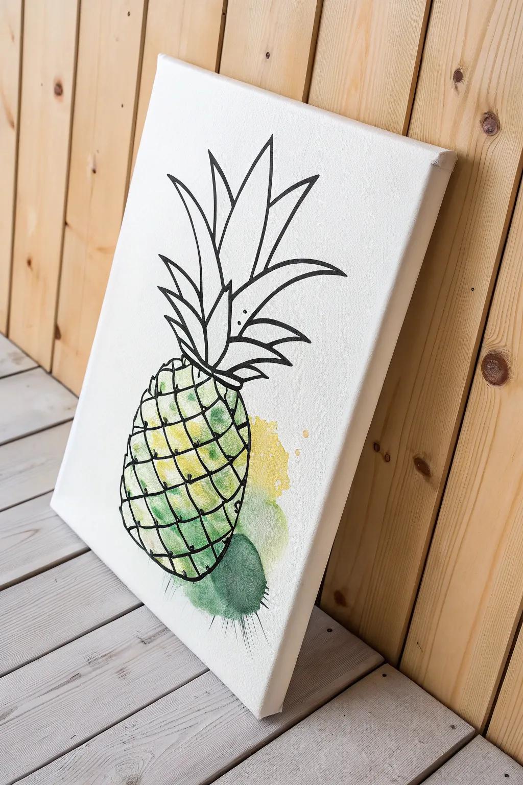 Embrace simplicity with a minimalist pineapple painting—where craftsmanship meets natural beauty.