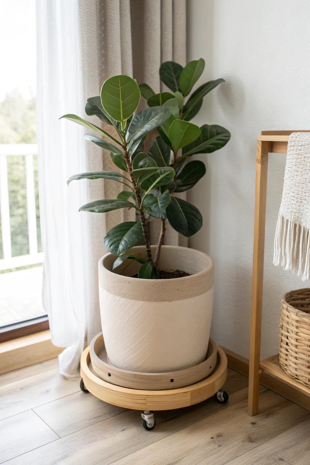 Roll your largest planter to chase the sun—flexible, storm-safe greenery for small spaces.