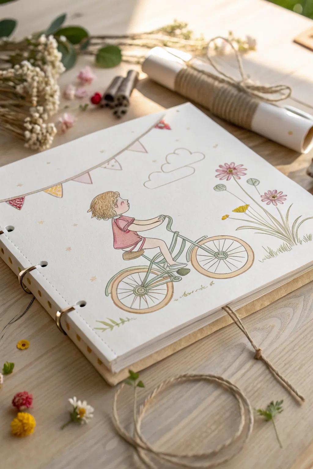 Cherish the firsts: A minimalist scrapbook page capturing the magic of early achievements.