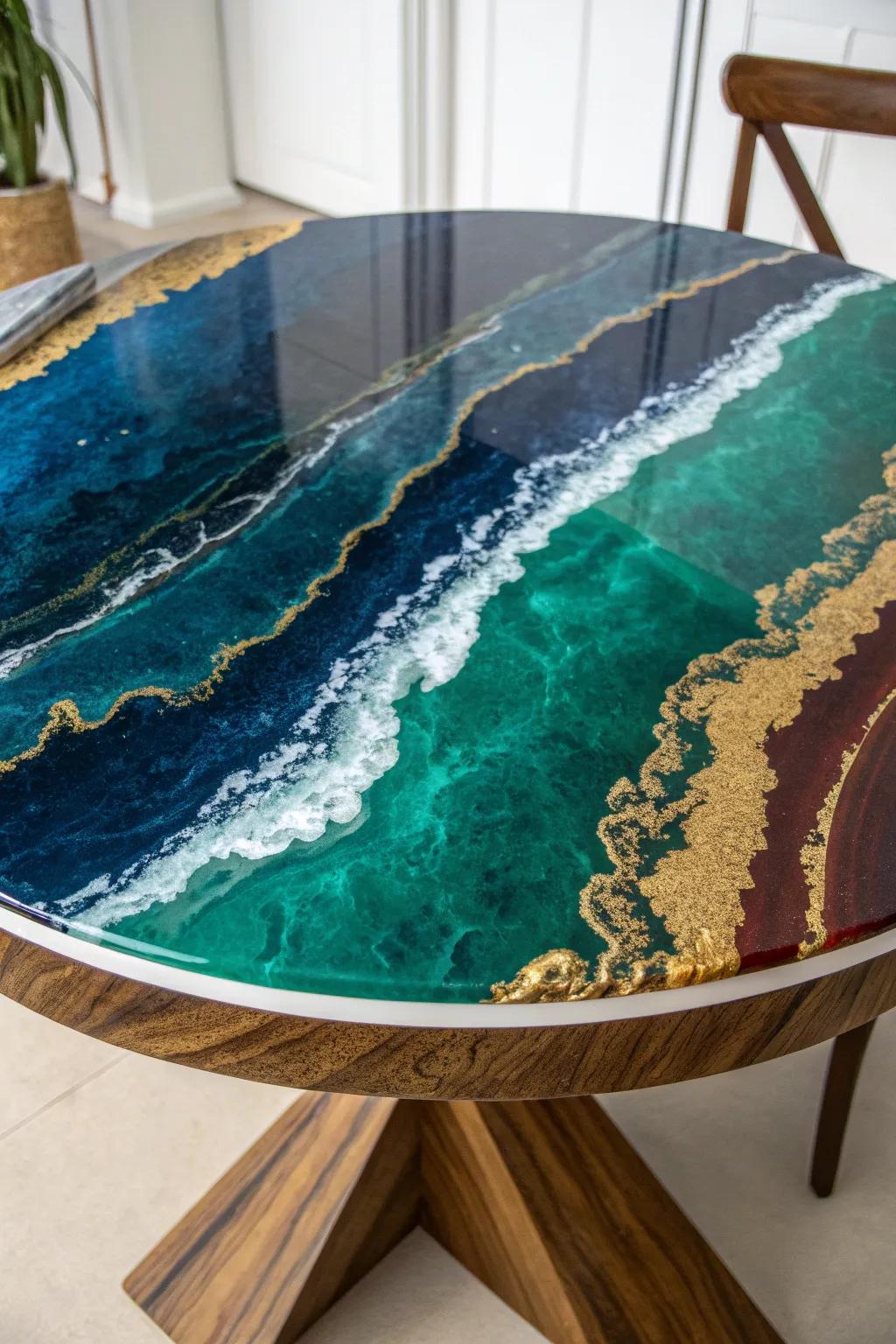 Dive into the mesmerizing depths of craftsmanship with this layered epoxy masterpiece.