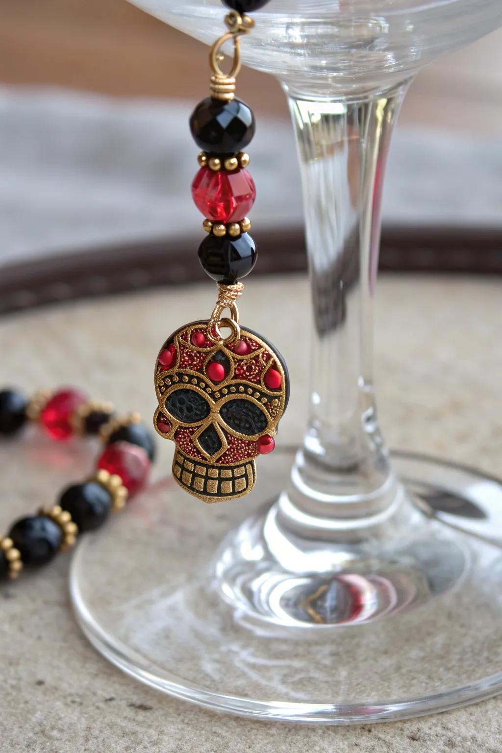 Elevate your glass game with these striking skull wine charms, the perfect blend of art and function.