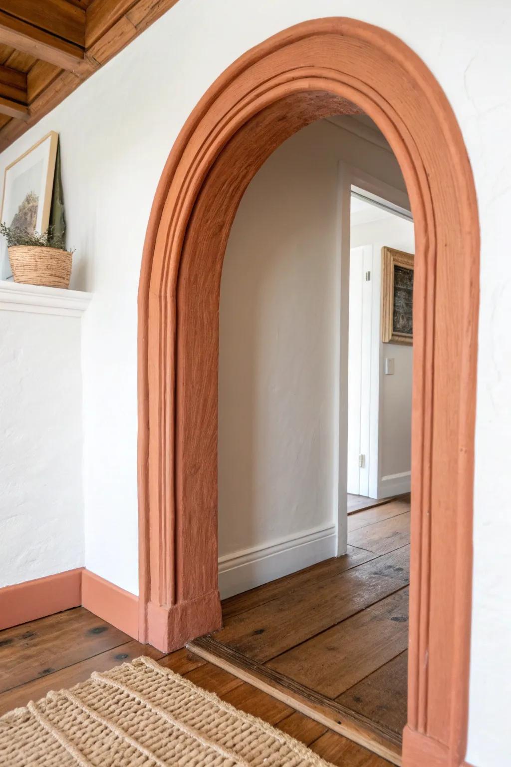 Turn a tiny breezeway into a destination with a painted arch “threshold” moment.