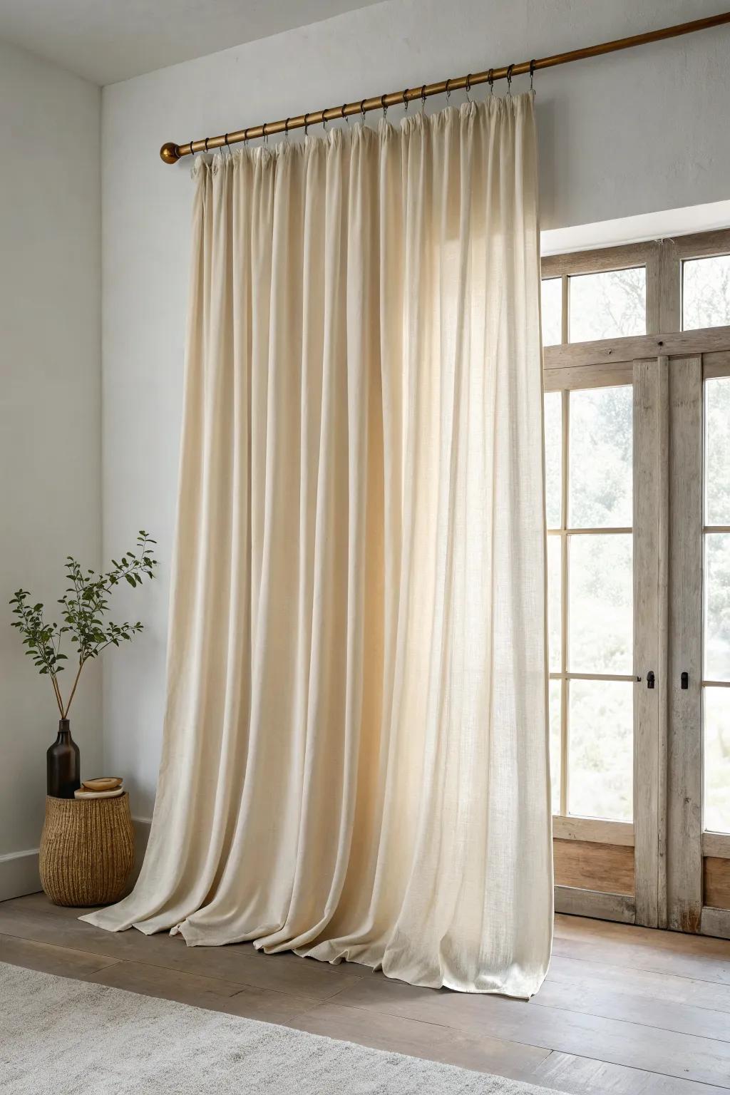 Hang curtains at the ceiling—instant height and soft glam shine for a small living room.