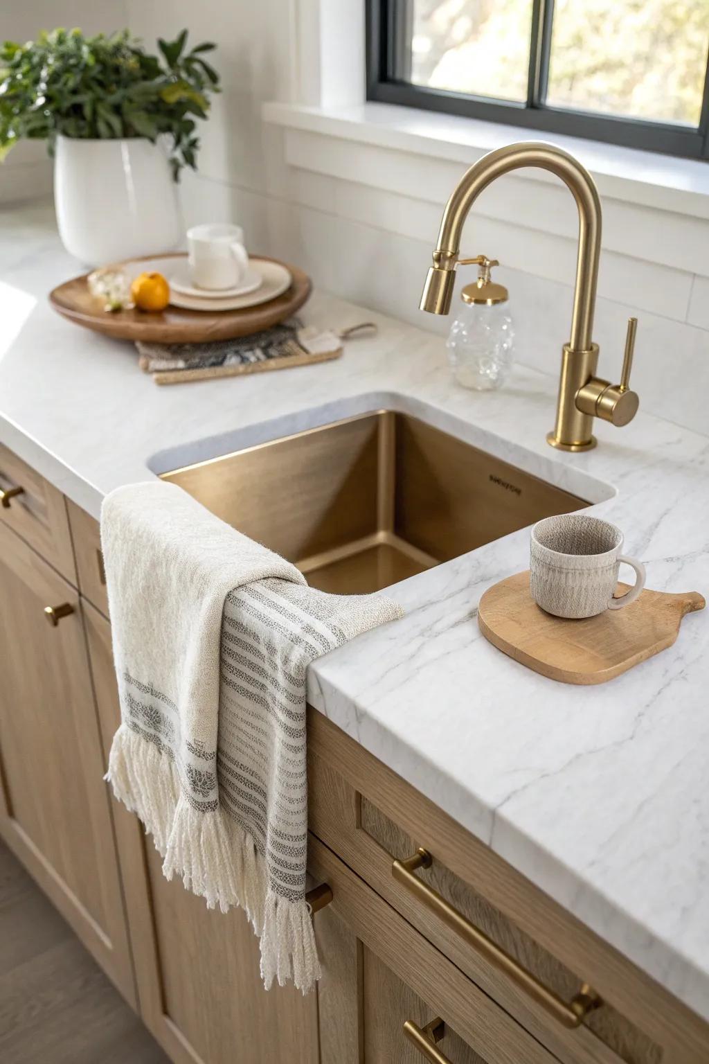 Add a petite wet bar sink to your island—keeps cocktails flowing and tools tucked in drawers.