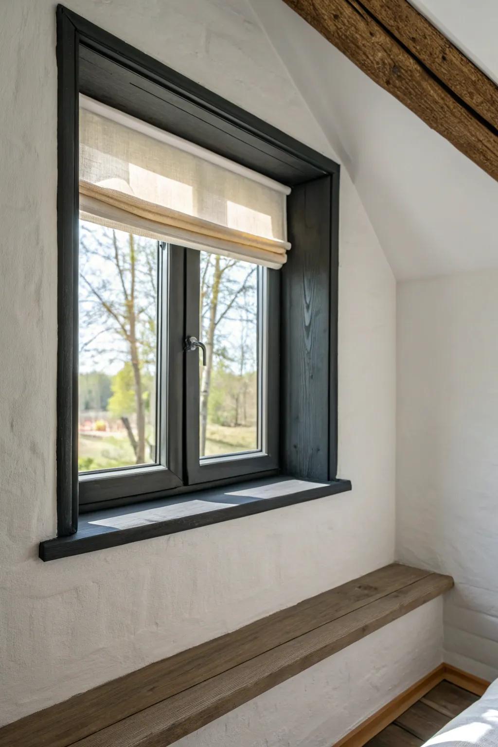 Make a small window feel luxe—add thick, bold trim for instant presence and contrast.