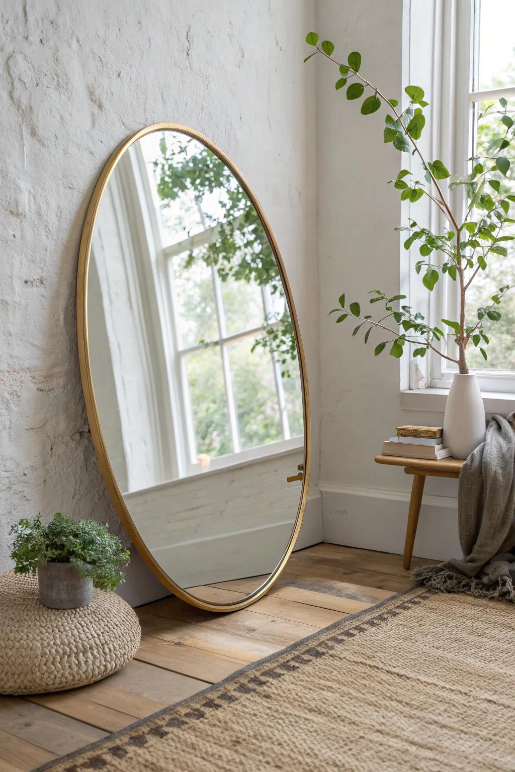 Anchor your study nook with one large mirror to bounce light and open up tight corners.
