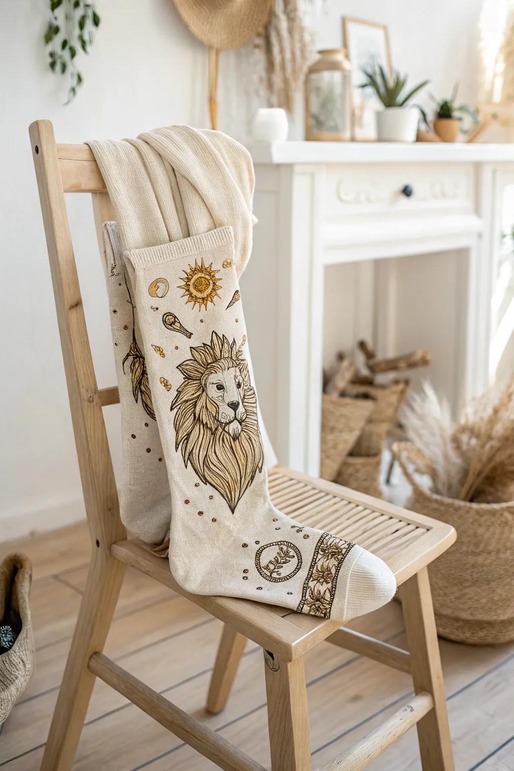 Step into your zodiac style with these artisan-crafted Leo socks, perfect for adding a touch of celestial charm to your minimalist wardrobe.