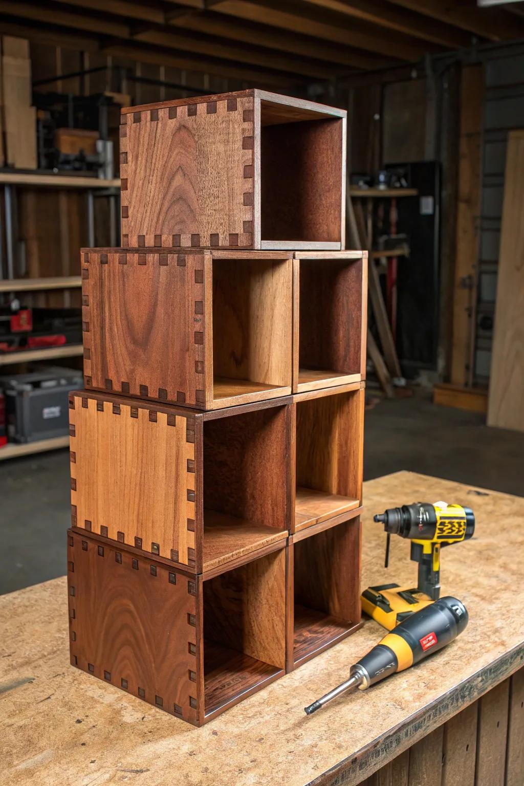 Transform your workshop with these expertly crafted modular storage cubes – a perfect blend of functionality and style.