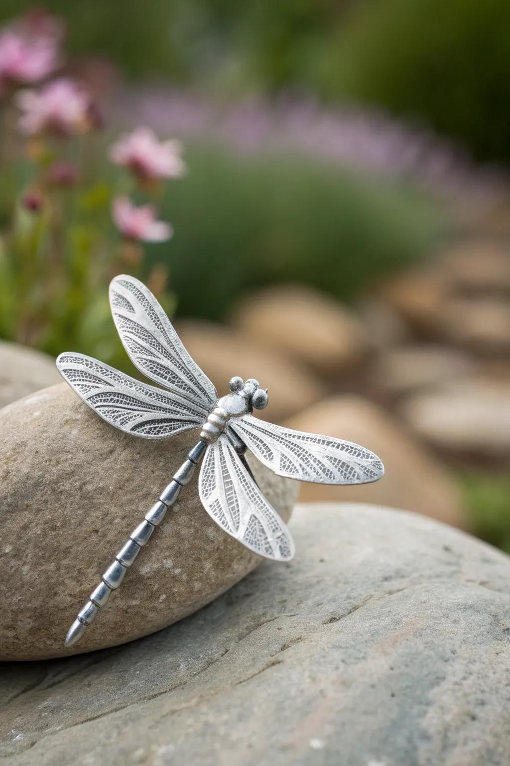 Add a touch of magic to your garden with this charming aluminum dragonfly.