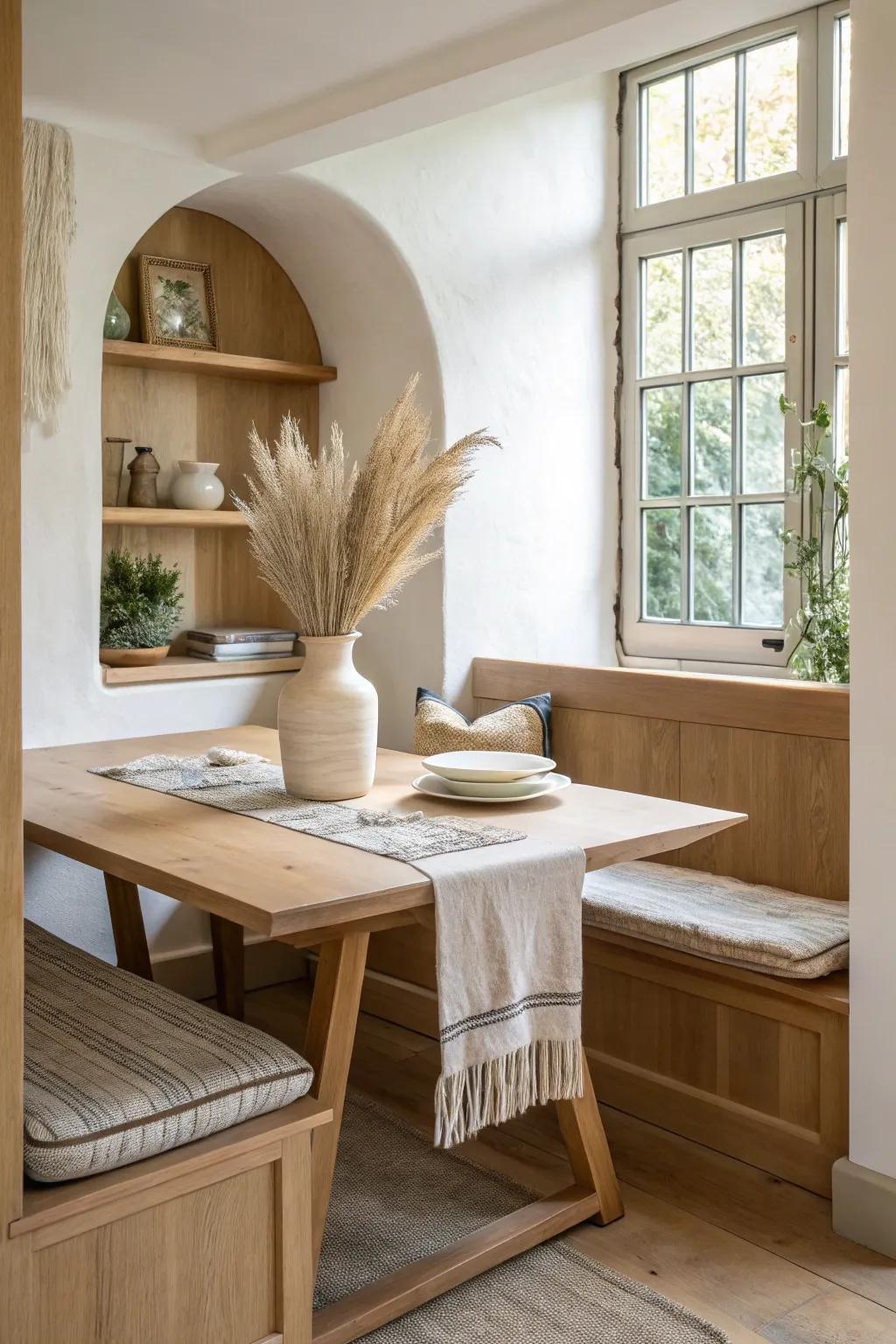 Turn a forgotten recess into a built-in-feeling dining nook with a perfectly sized table.