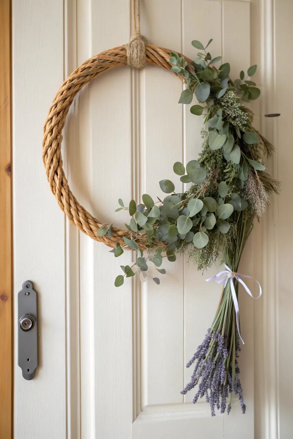 Add a dried herb sachet to your wreath for a fresh, welcoming scent every time you enter.