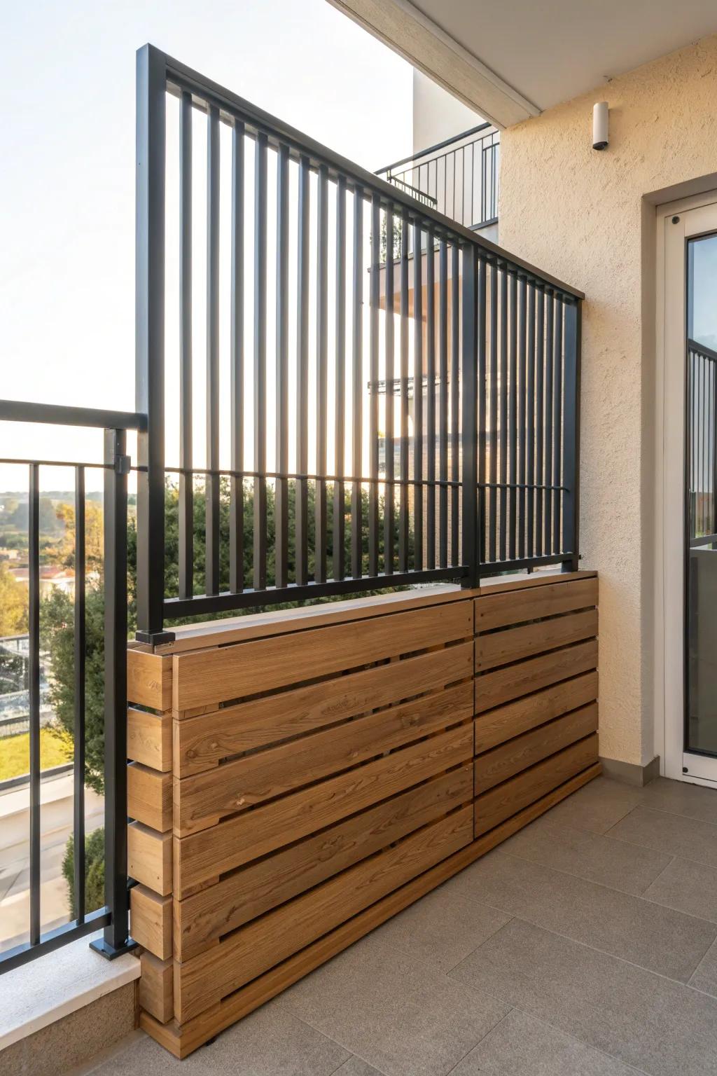 Solid bottom, open top—this half-privacy balcony fence keeps comfort in and light flowing.