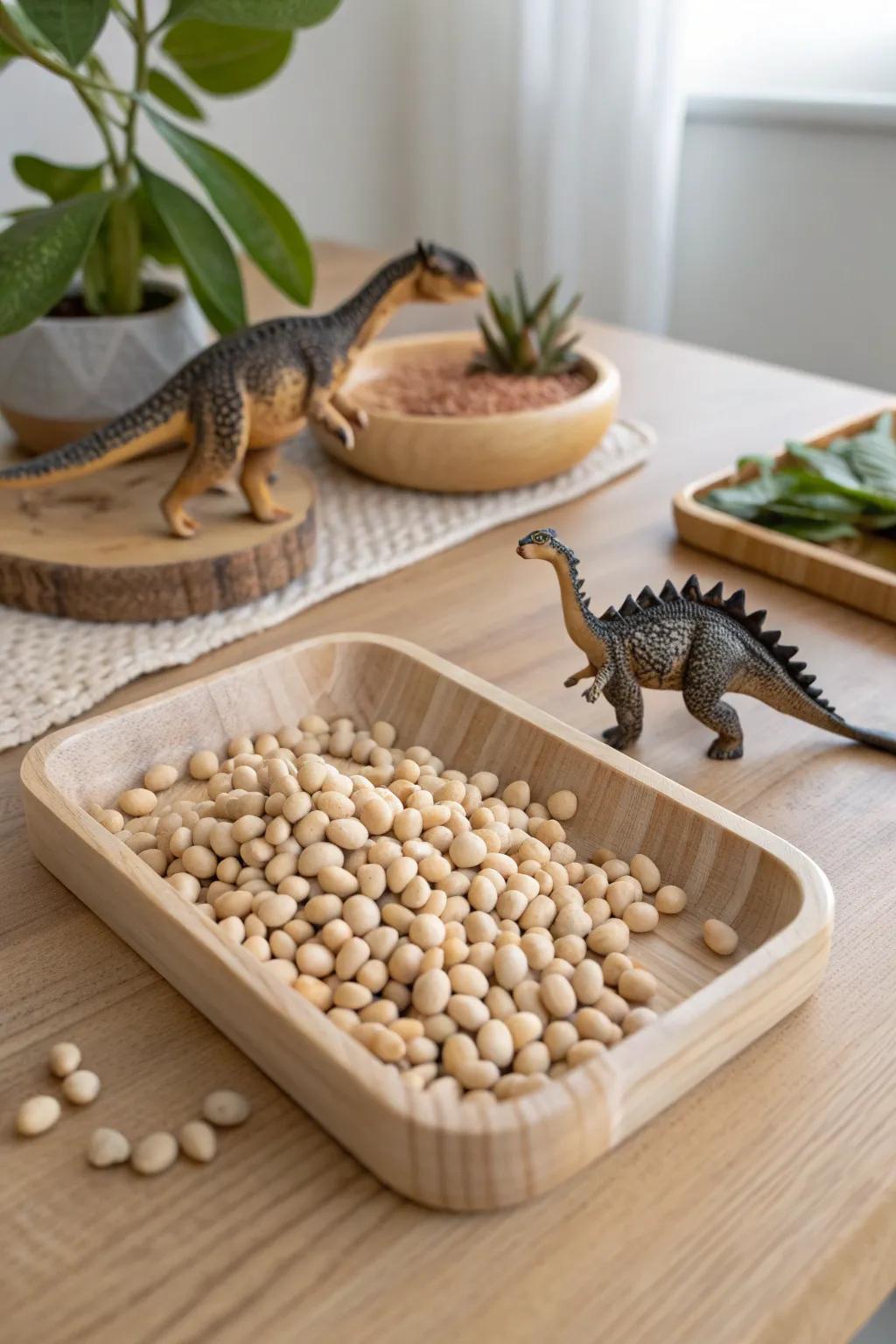 Unearth the past with a minimalist dinosaur dig sensory bin, perfect for little explorers!
