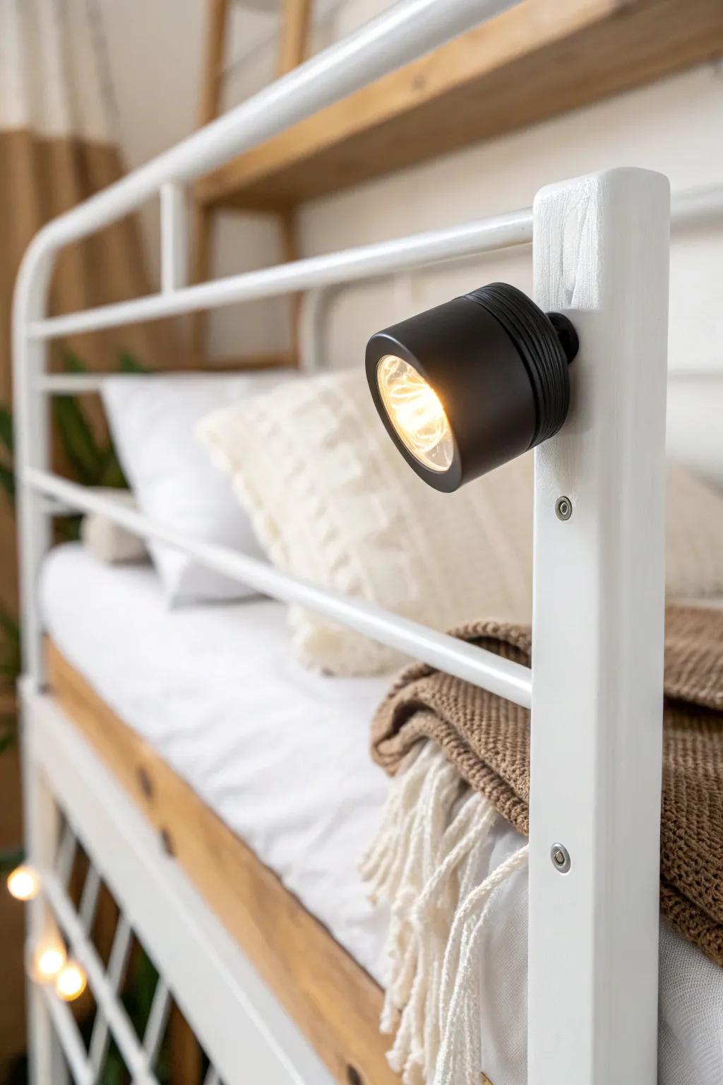 Tool-free magnetic light that snaps to metal bunk frames—easy to move, cozy glow.