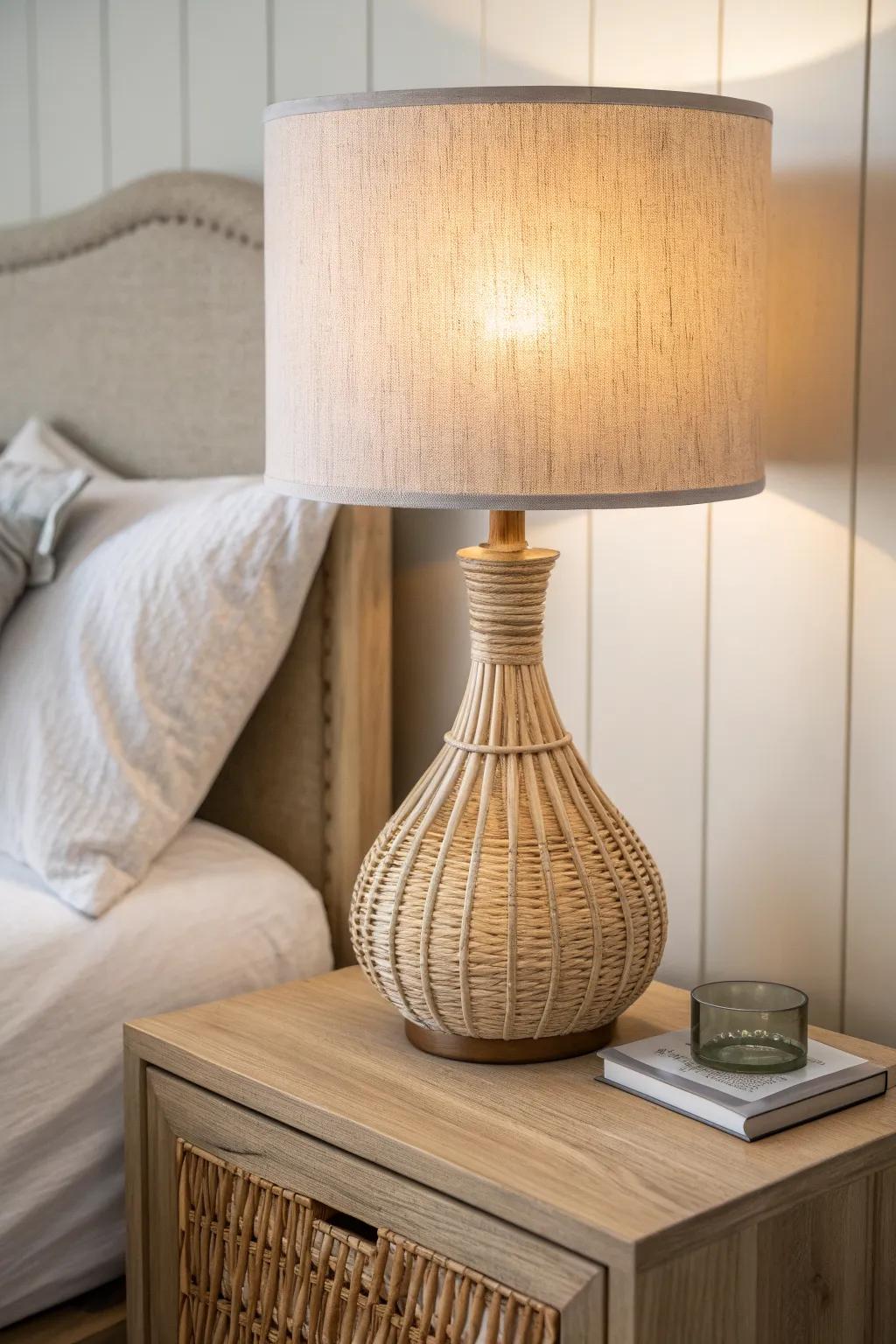 Layered warm lamp light softens the room and makes small-space mess feel instantly calmer.