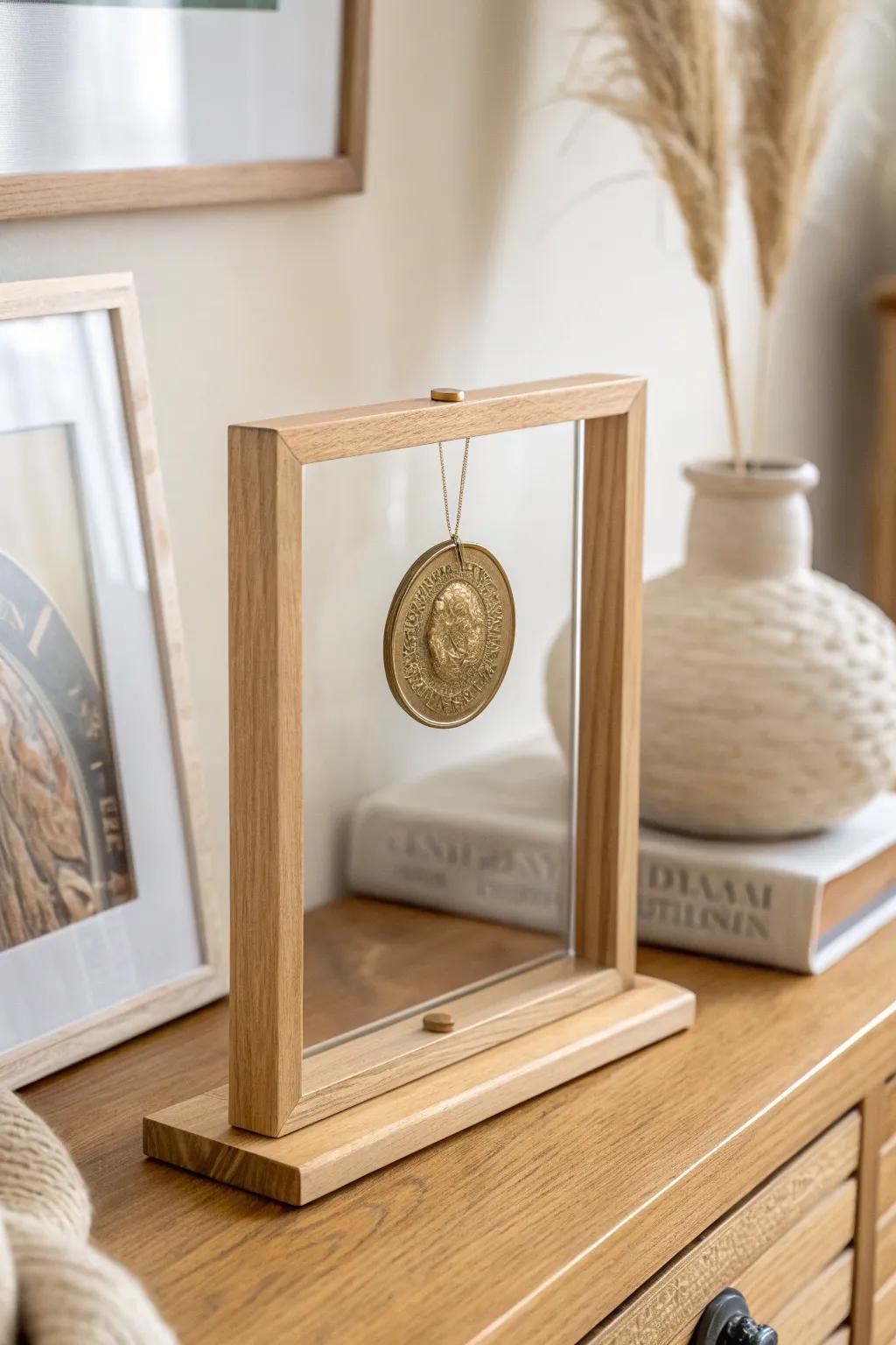 Turn treasured coins into decor with a floating frame display—minimal, airy, and elegant.