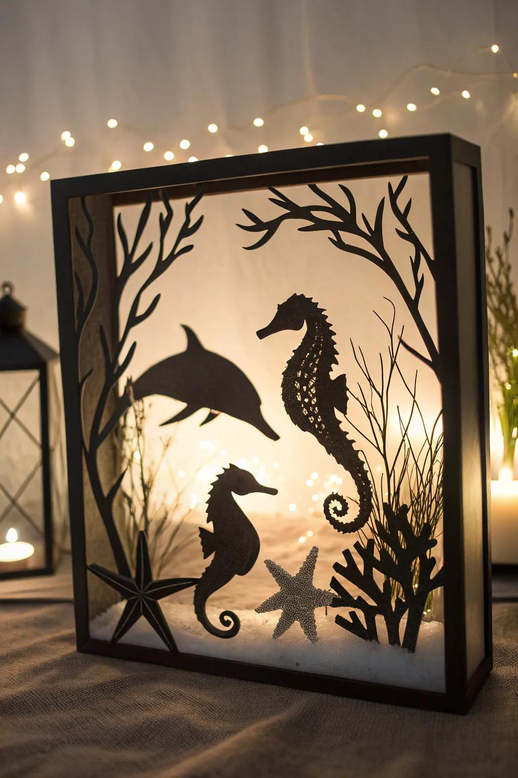 Dive into the serene beauty of the ocean with these enchanting sea creature silhouettes, capturing the essence of minimalist artistry.