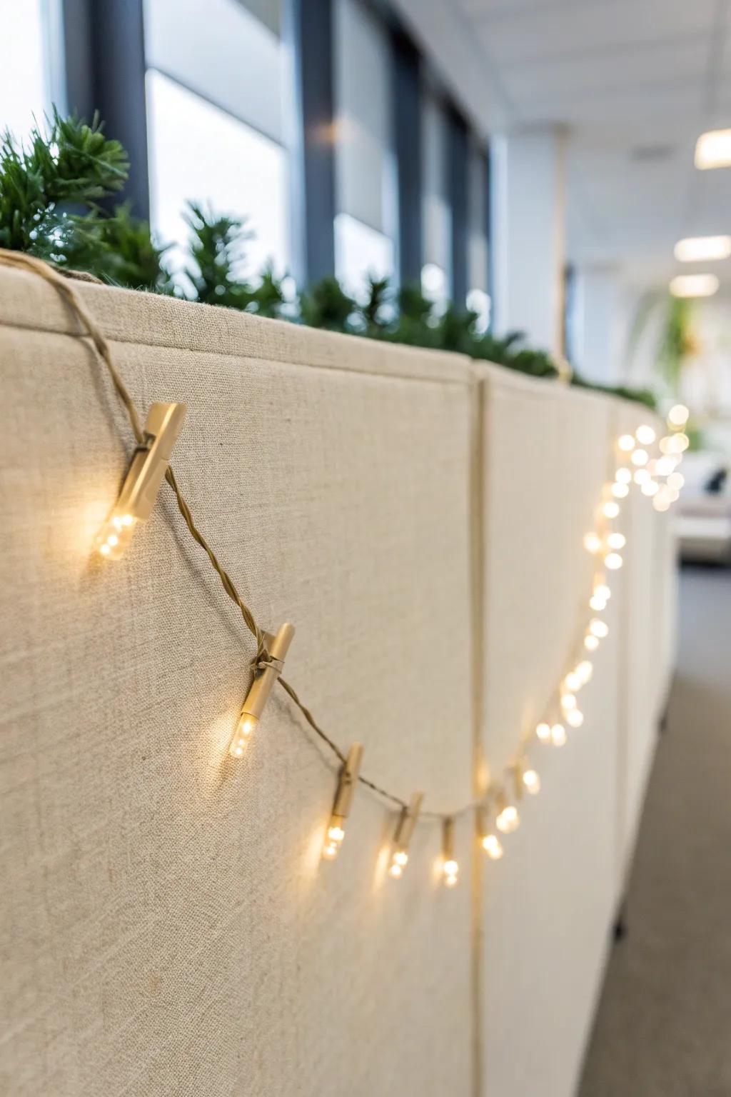 Swap seasonal twinkle lights for an instant cubicle refresh—one clean line, cozy glow.