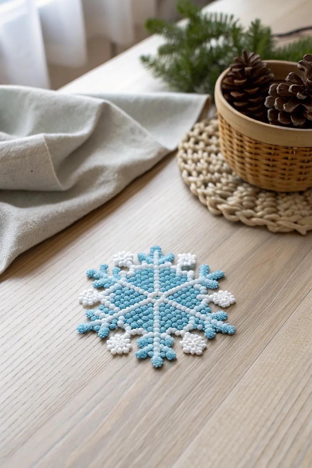 Bring holiday cheer to your table with handcrafted snowflake coasters—perfect for a cozy, festive touch!