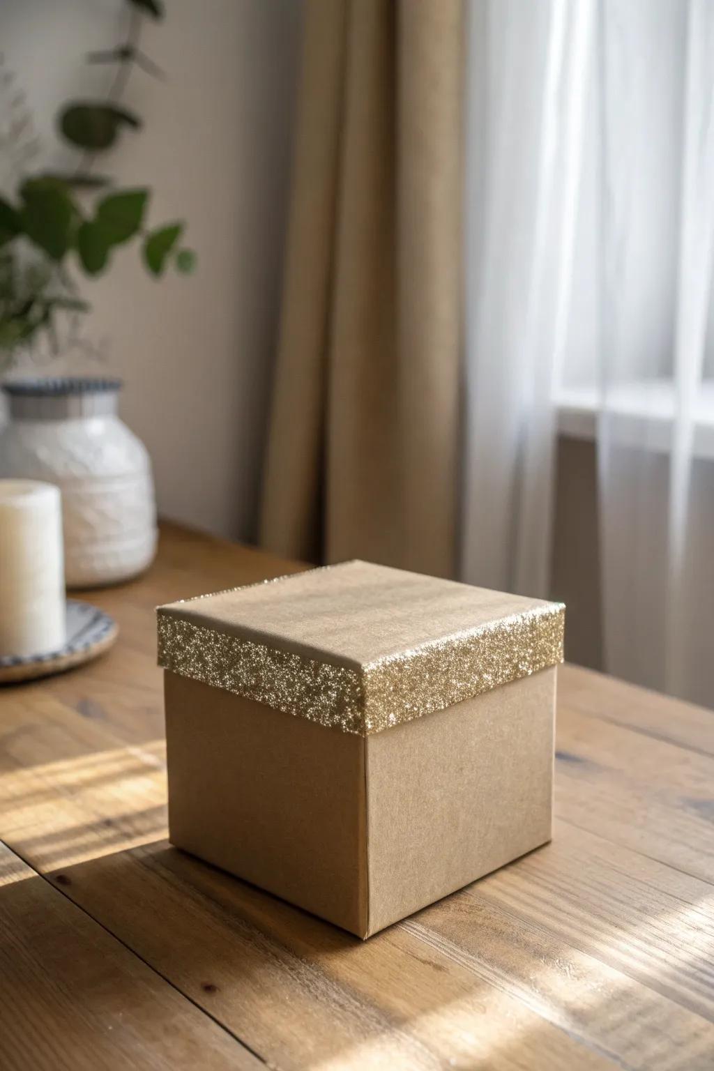 Glitter-dipped corners add a chic, barely-there sparkle—like fancy packaging in minutes.