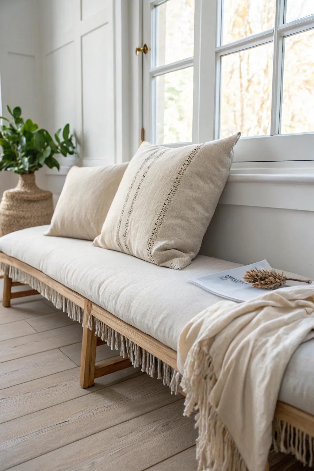 Make your daybed feel instantly luxe with one oversized linen body pillow across the back.