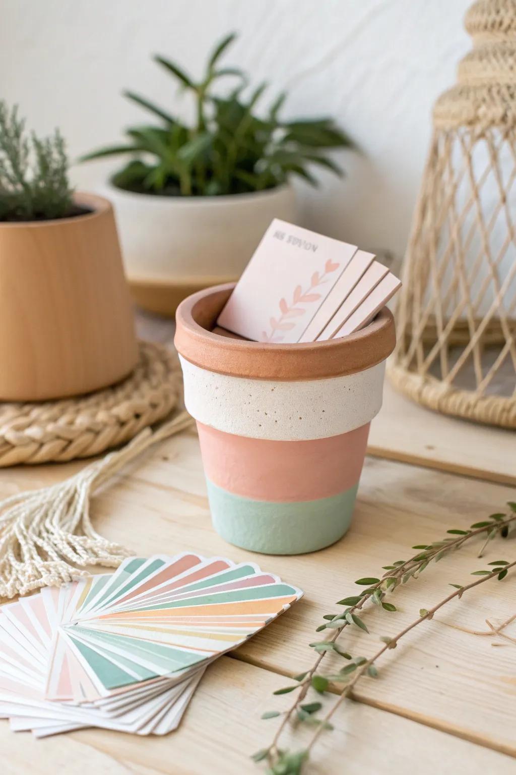 Elevate your space with a DIY terracotta card holder that blends simplicity with natural beauty.