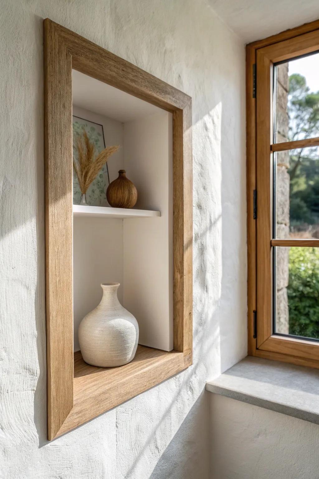 DIY recessed wall cubby—between-the-studs storage that looks custom in a tiny bathroom.