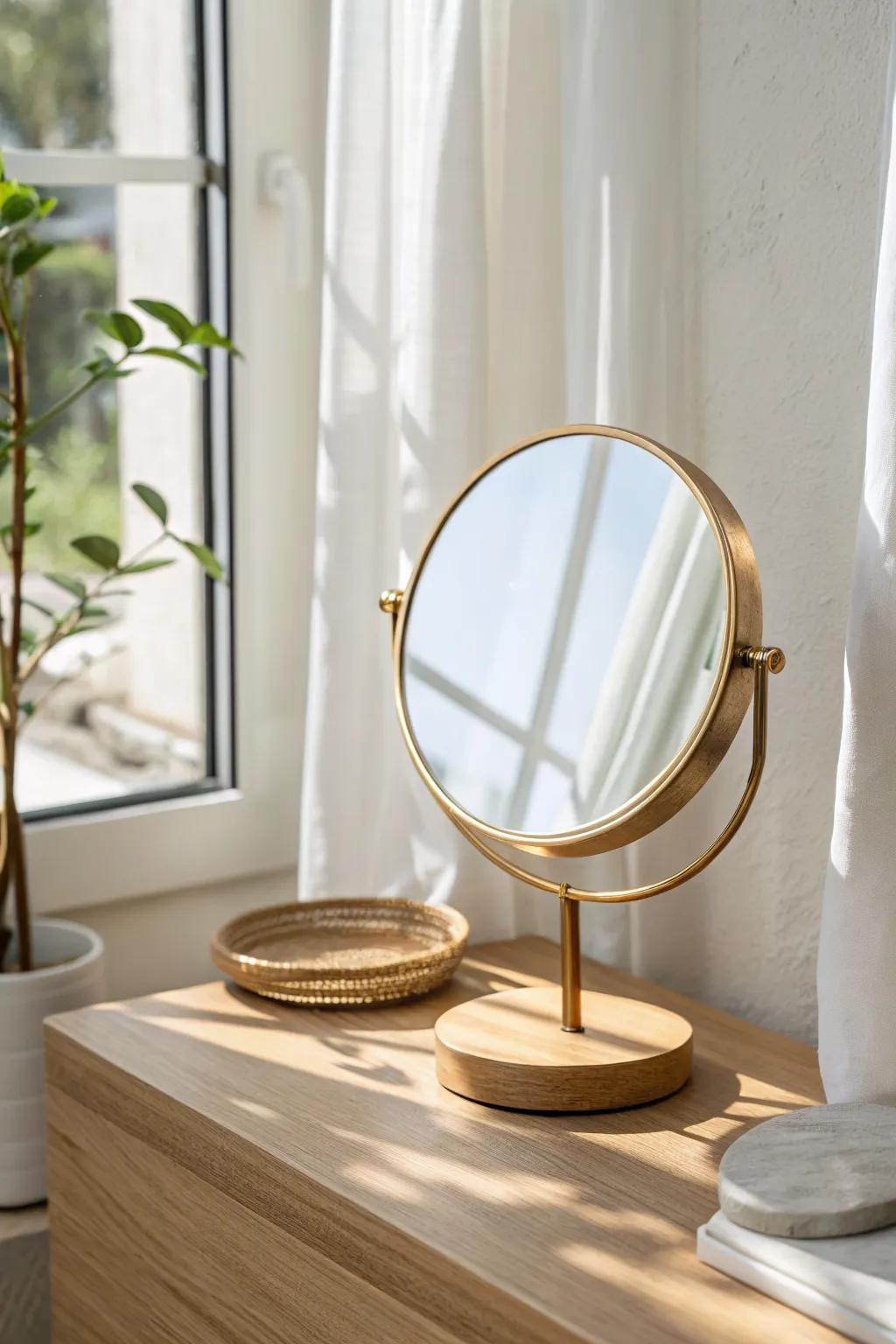 A window-lit vanity mirror brings calm, accurate lighting—your easiest dorm room upgrade.
