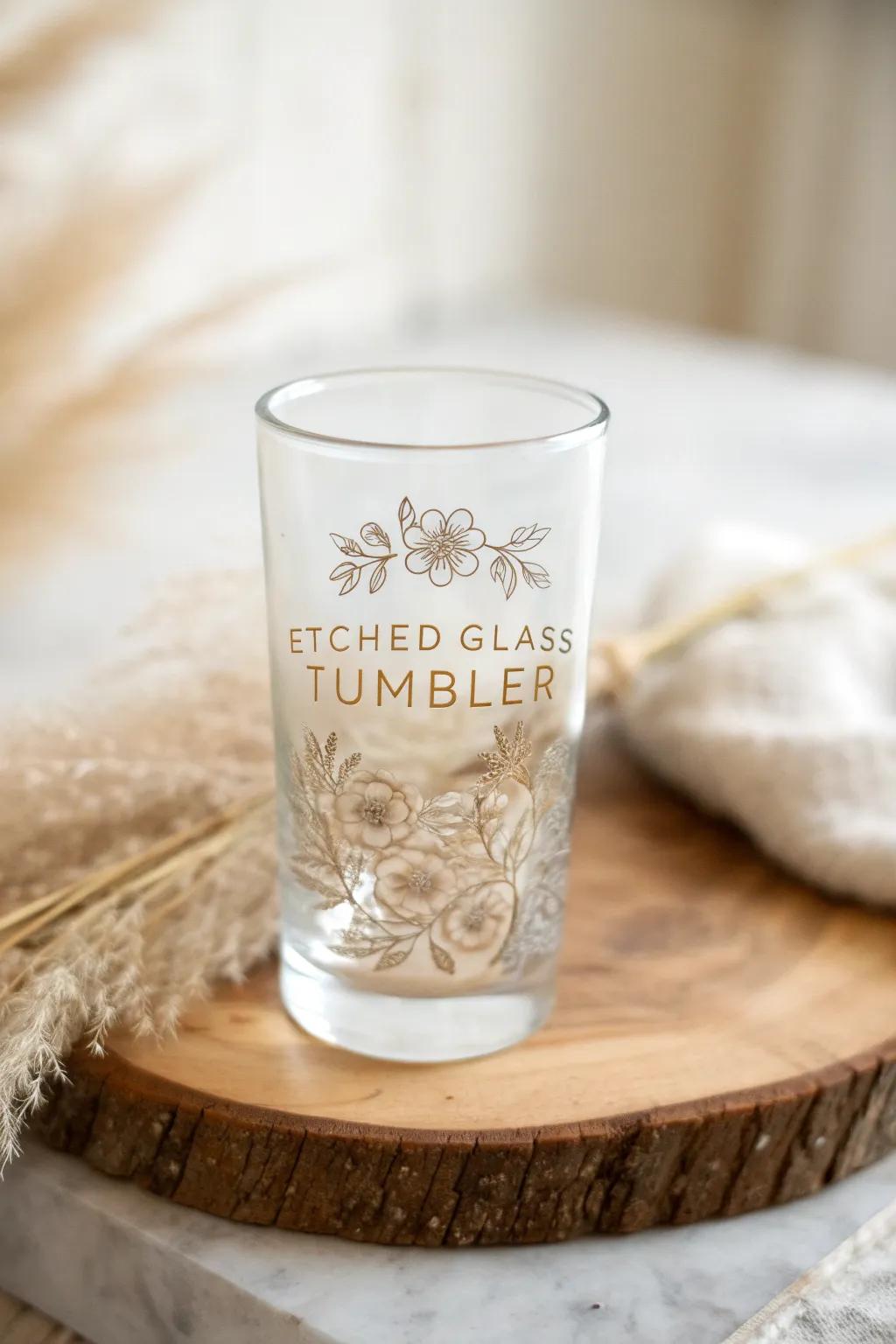Elevate your drinkware with personalized etched tumblers, merging simplicity and elegance.