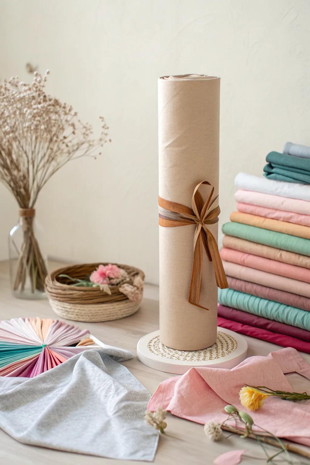 Elevate your fabric storage with stylish mailing tube organization.
