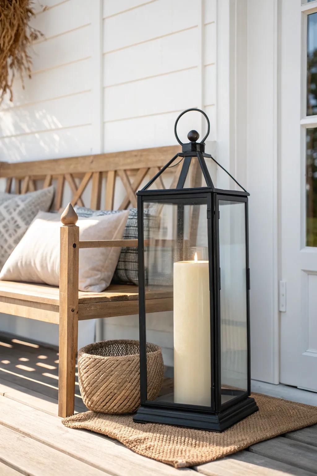 Lantern within a lantern for instant porch depth—minimal, cozy, and beautifully layered.