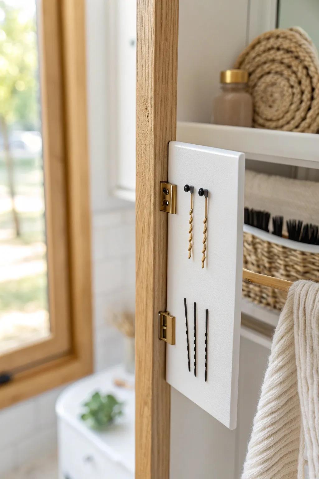 A hidden magnetic strip keeps bobby pins and tiny clips beautifully in place—no more lost essentials.