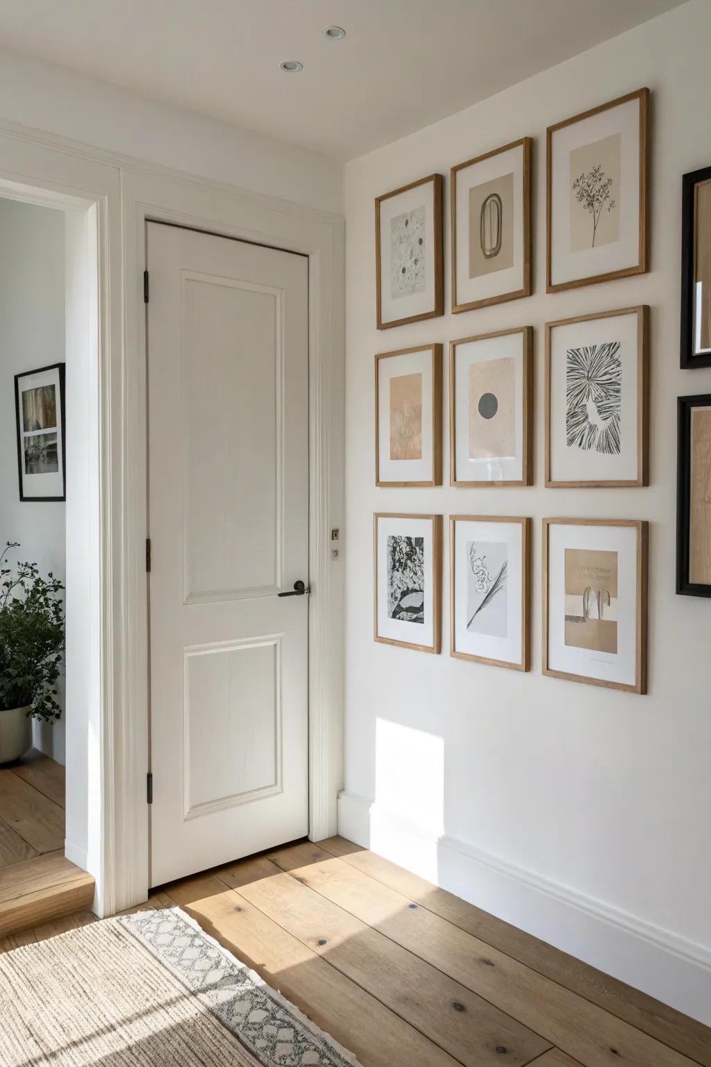 A gallery wall that swings open—clean lines, balanced spacing, and a hidden door in plain sight.