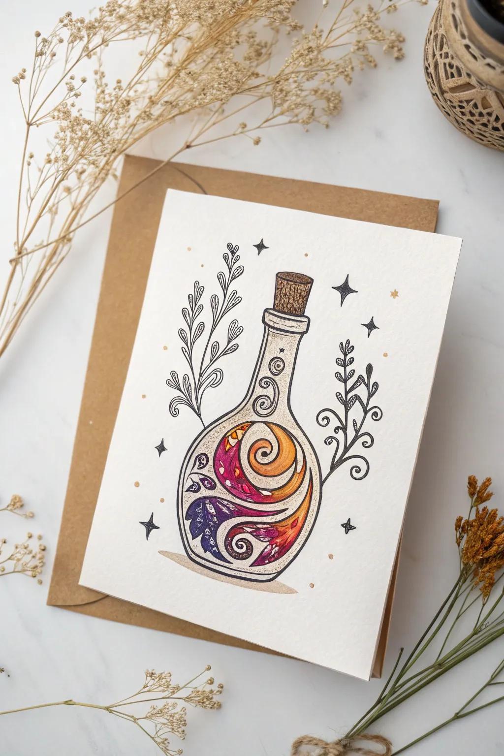 Enchant your Halloween greetings with a touch of magic and minimalist charm!