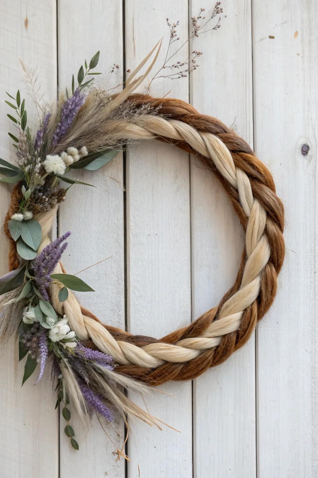Embrace the beauty of nature with this handcrafted horse hair wreath, a perfect blend of rustic elegance and minimalist charm.