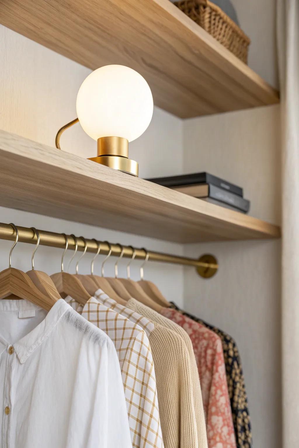 Ilumina tu closet: ver mejor tu ropa hace más fácil mantener el orden y el degradado perfecto.