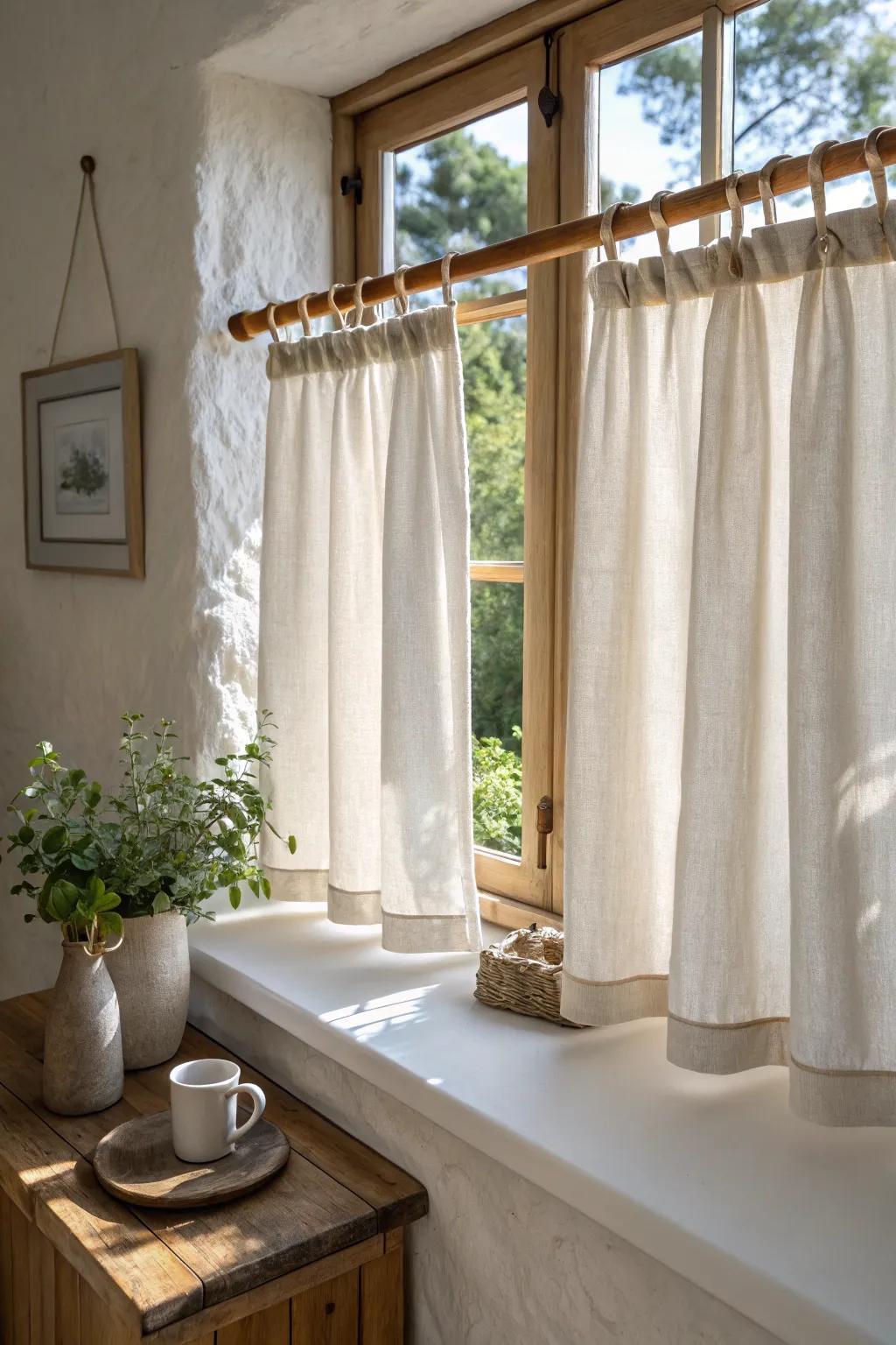 Linen café curtains let in morning light while adding just-right privacy for your breakfast nook.