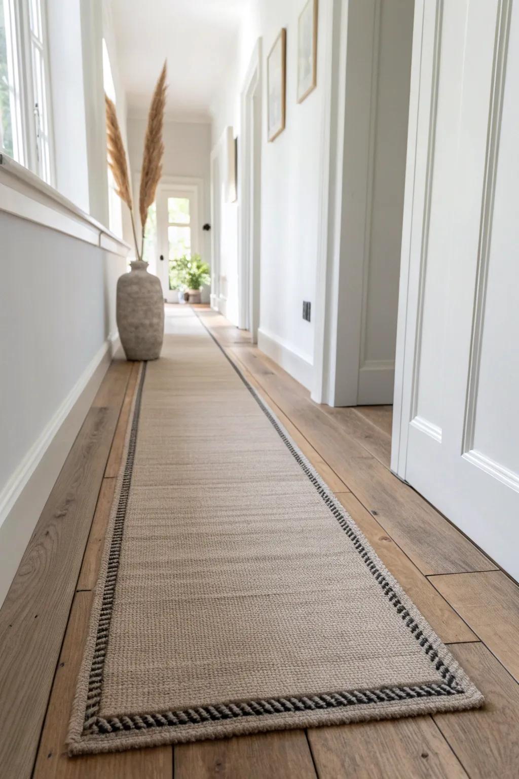 A bound-edge carpet remnant creates a truly long hallway runner—custom look for less.