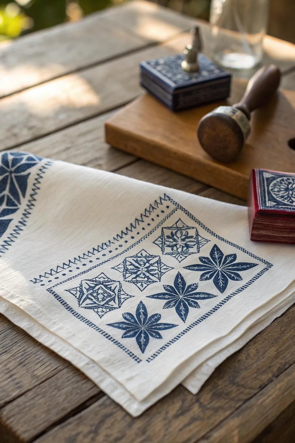 Elevate your dining experience with bespoke stamped napkins – where creativity meets craftsmanship.