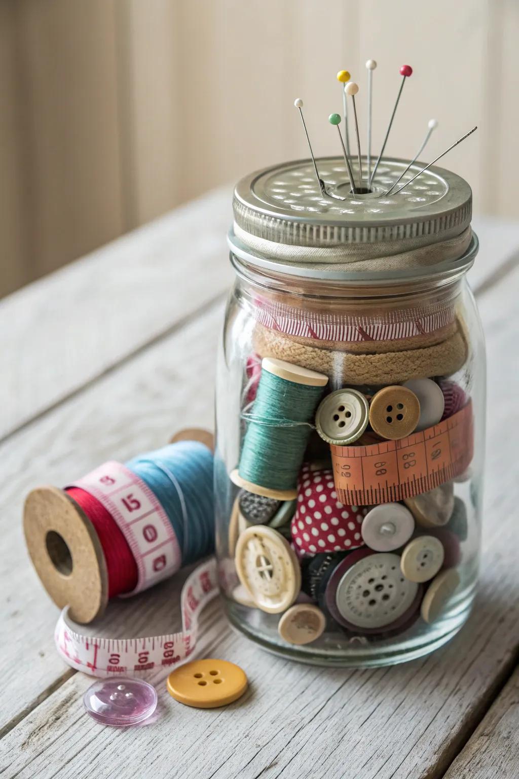Crafty and Chic: A Sewing Kit in a Jar for the Creative Soul
