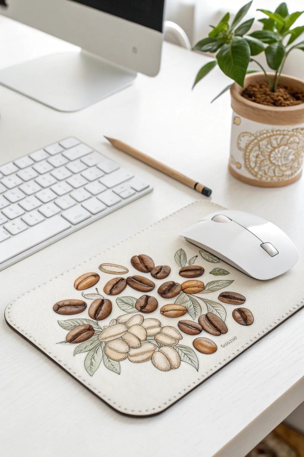 Elevate your workspace with a touch of coffee-inspired charm and minimalist elegance.