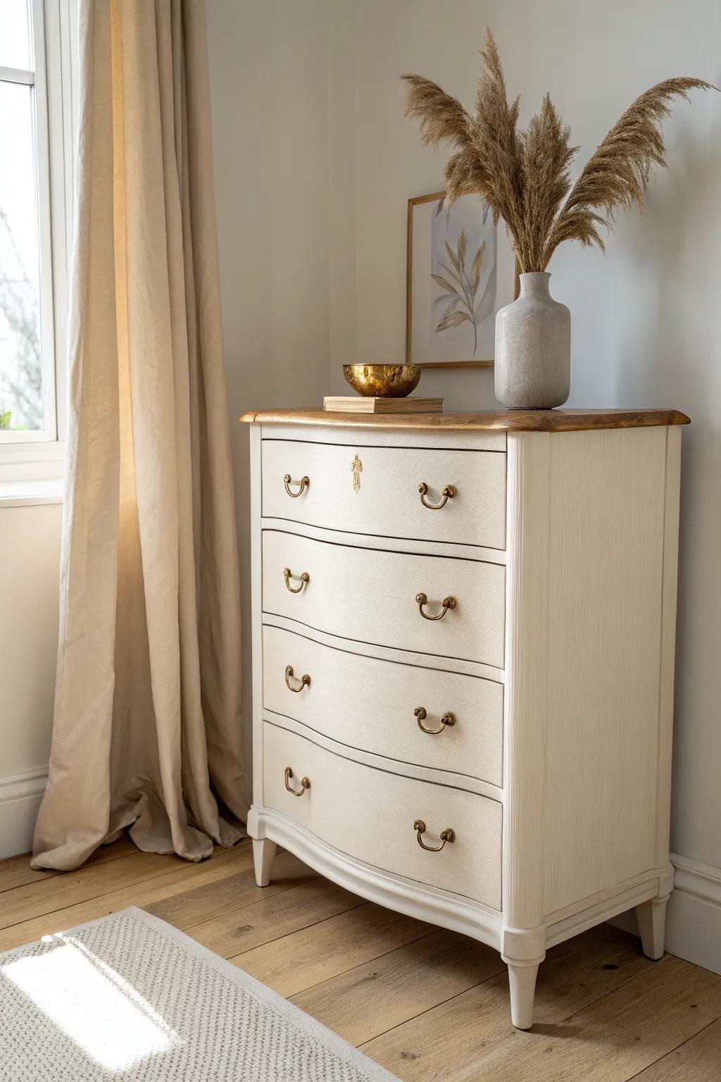 Dry-brushed edges add soft age and dimension—highlighting curves without harsh distressing.