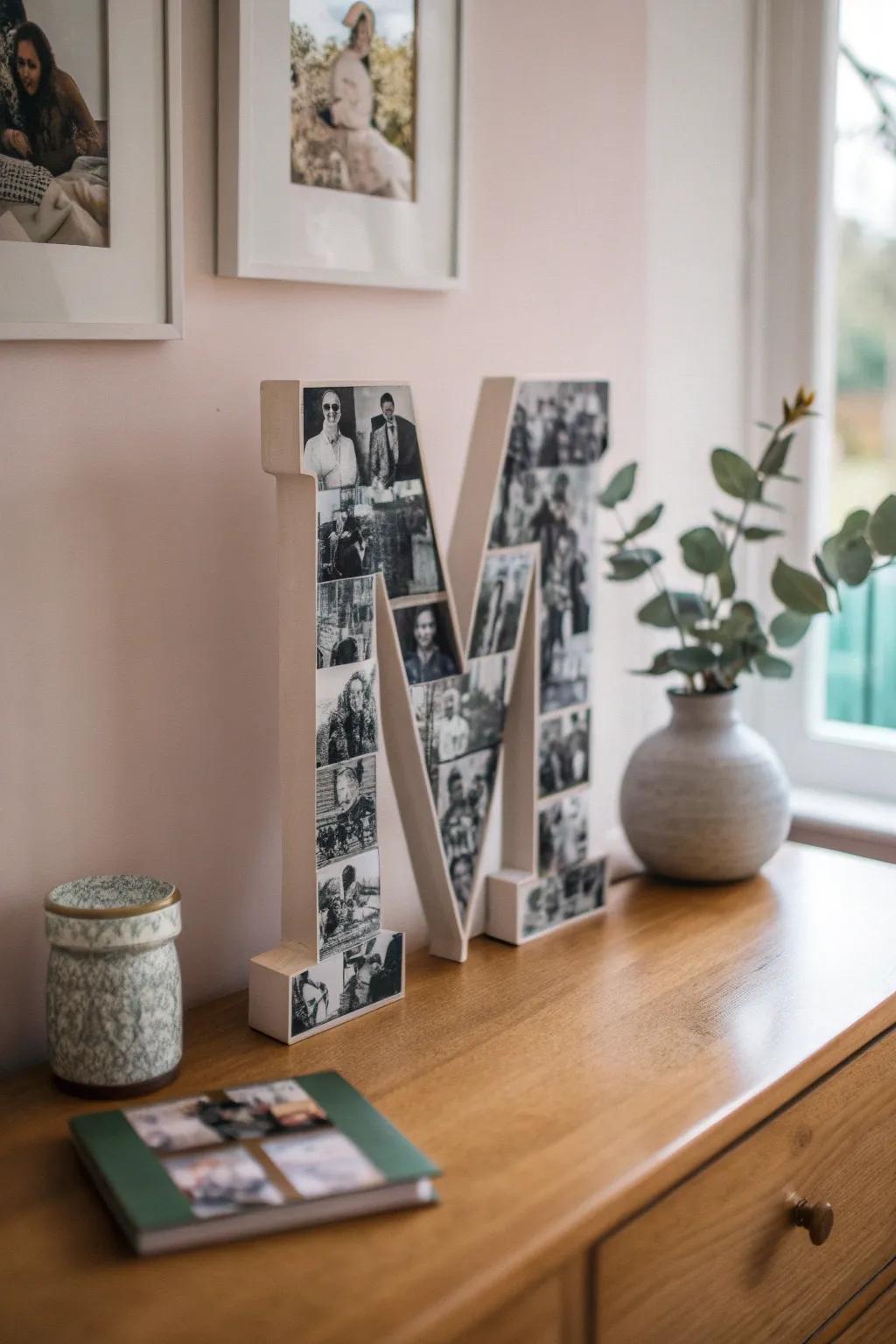 Transform memories into art with personalized photo collage letters. #ScandinavianStyle #BohoChic