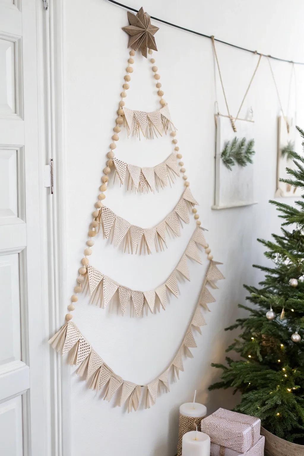 Embrace the art of simplicity with this stunning recycled paper garland tree — a perfect blend of minimalist charm and eco-friendly elegance.