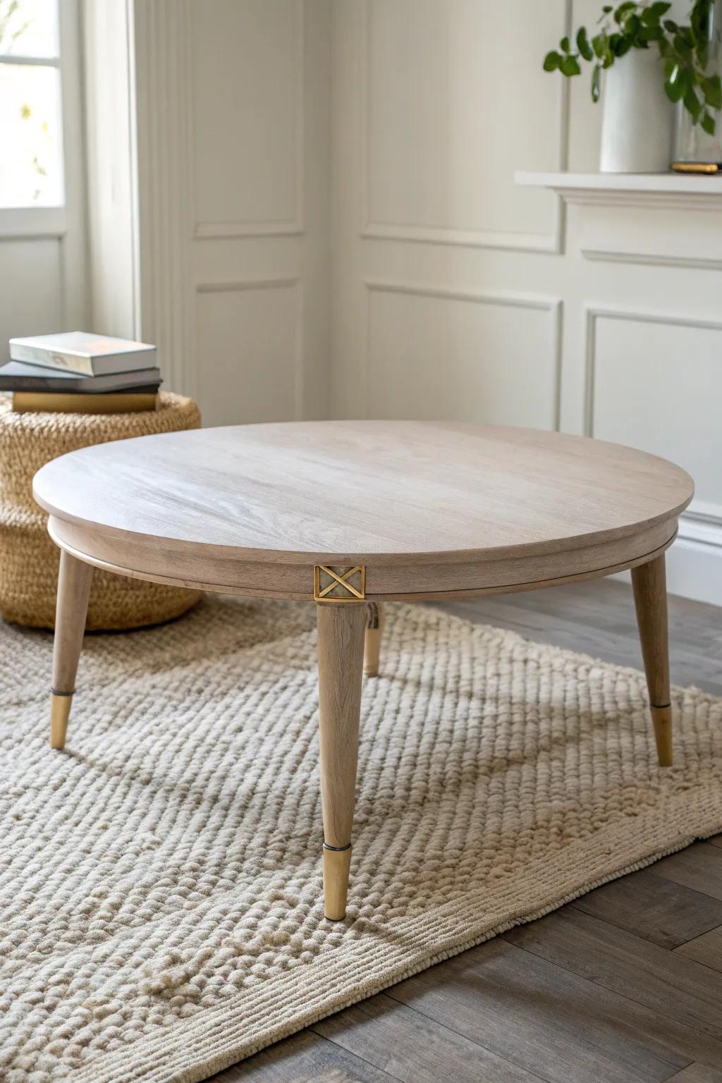 A calm coffee table refresh: matte wood with just a hint of brushed brass on the feet.