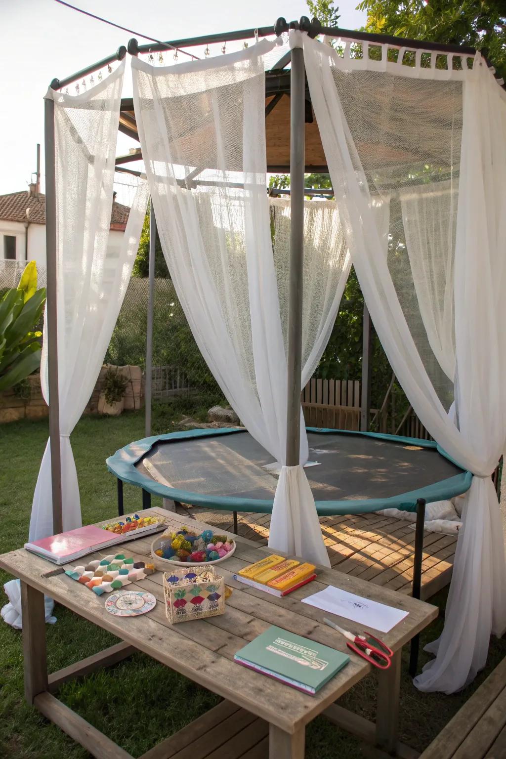 Unleash your creativity in a charming outdoor craft station, where inspiration meets tranquility. #CraftGazebo #OutdoorCreativity