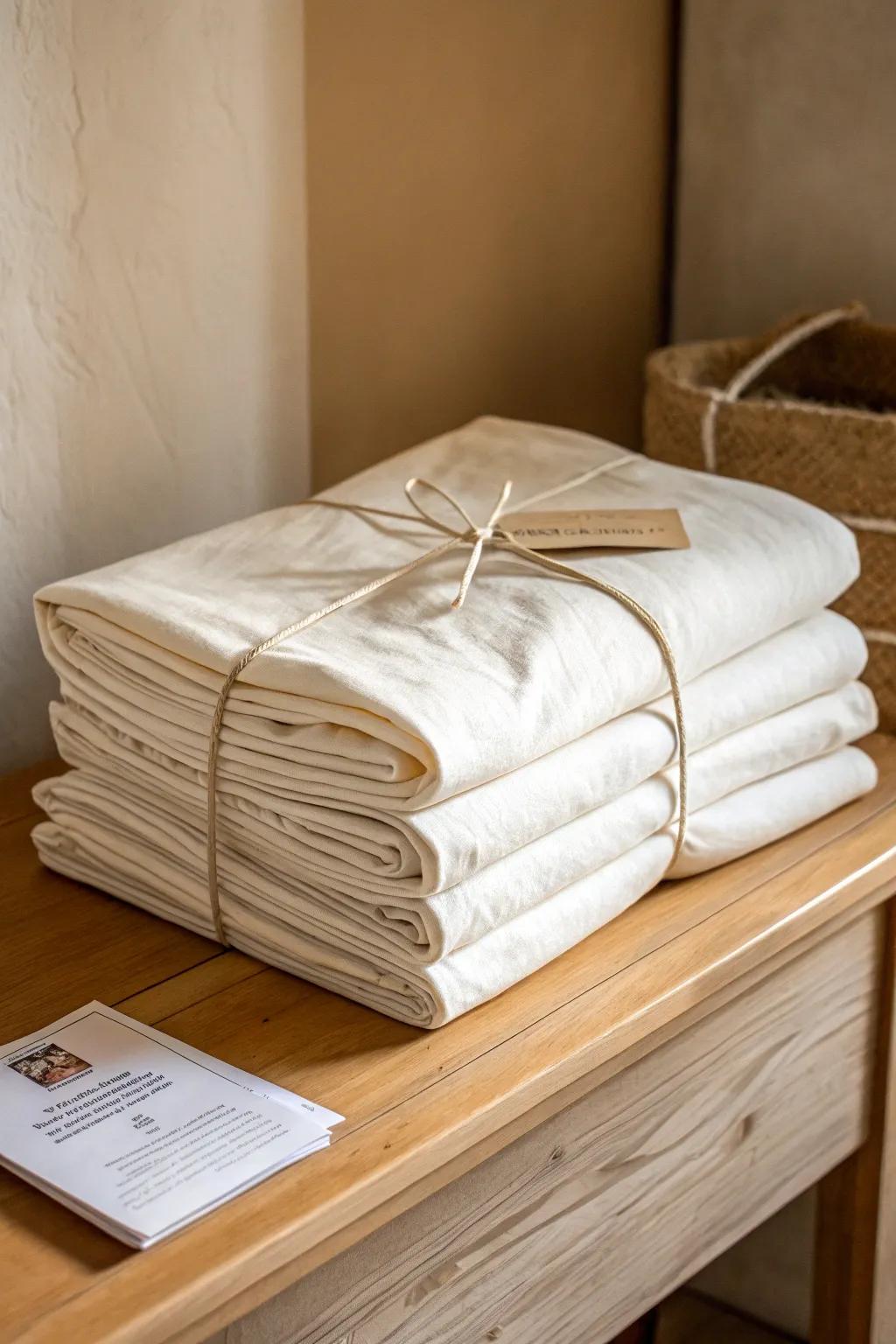 File-fold pillowcases beside the sheet bundle so every set stays together—no more missing pairs.